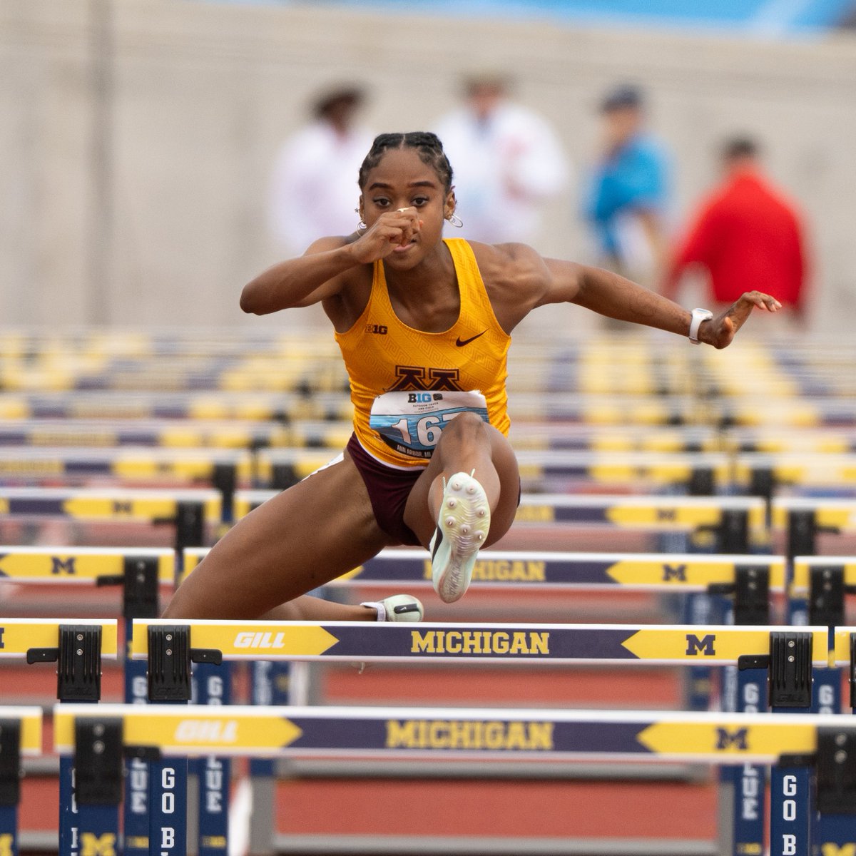 Autumn Glover getting things started for the #Gophers Saturday after a fantastic opening day in the heptathlon!!