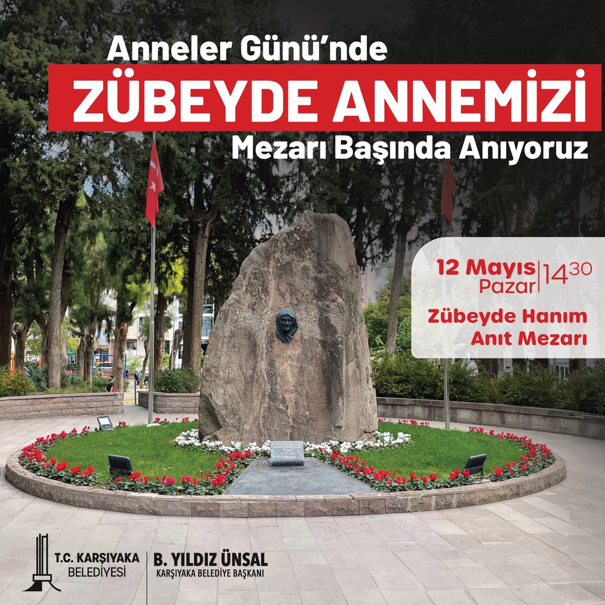 ⏰ Saat değişikliği! Anneler Günü kapsamında, Atamızın bizlere emaneti Zübeyde Annemizin huzurunda gerçekleştireceğimiz anma törenimize tüm halkımız davetlidir.. 12 Mayıs Pazar günü (yarın) saat 14.30’da Zübeyde Hanım Anıt Mezarı’nda buluşalım..