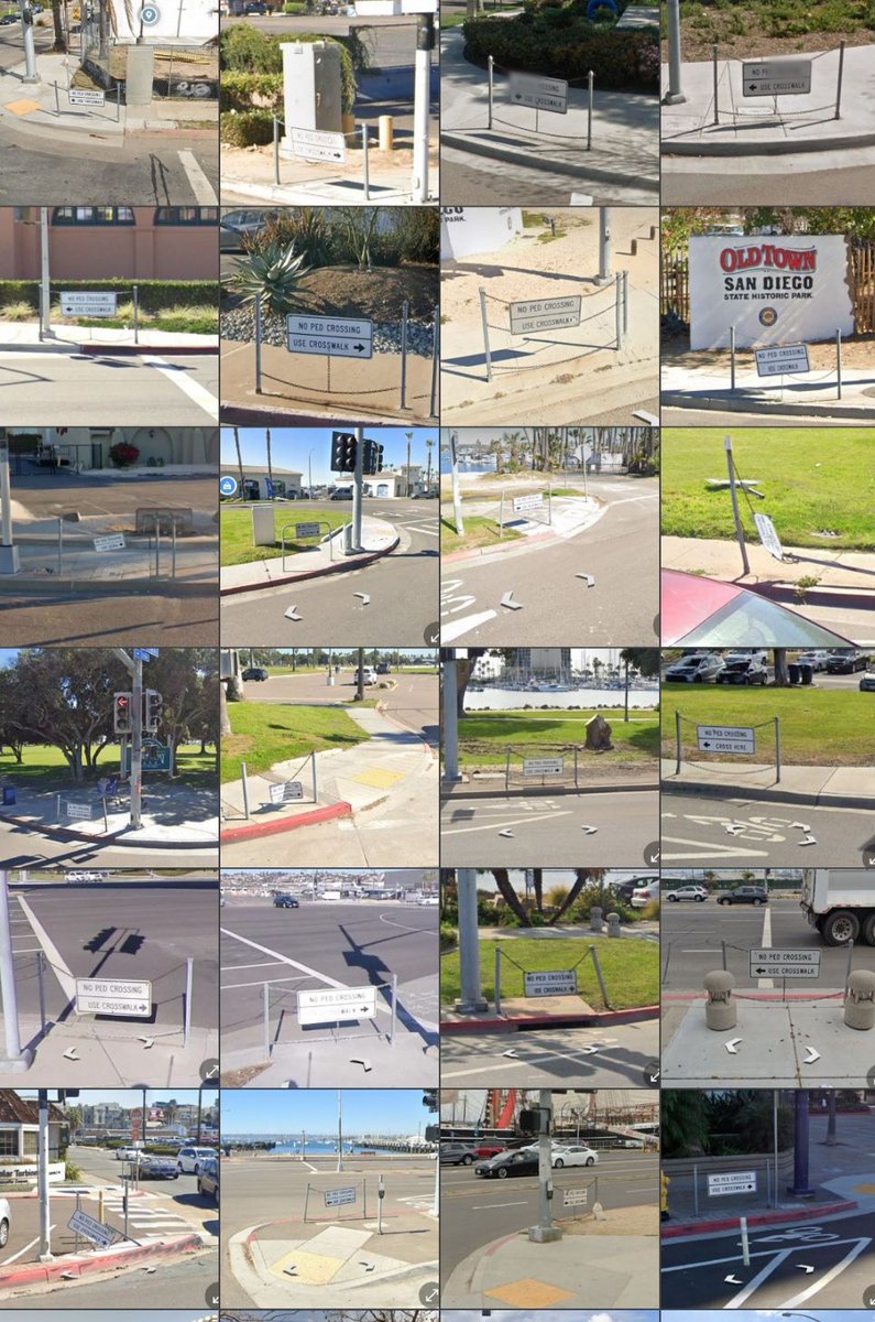 @jeremyinbloom @SCAGnews @CirculateSD In SD, we need to start by removing these anti-pedestrian signs which often force pedestrians to cross 3 dangerous streets instead of 1.