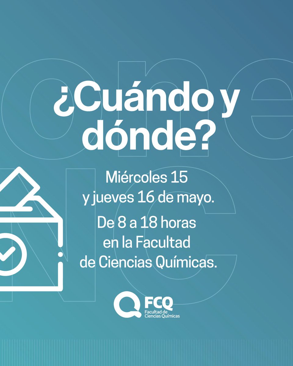 fcqoficial's tweet photo. ❓¿Quiénes pueden votar? ¿Dónde?
🎒Estudiantes: edificio Ciencias I-TP.
👩🏻‍🔬Docentes titulares, adjuntas y adjuntos: sala HCD.
👨🏻‍🔬Docentes auxiliares: pasillo PB. Decanato
🙋🏻‍♀️Nodocentes: zona Biblioteca.
👩🏻‍🎓Egresadas y egresados: zona CEQUIMAP. #fcq https://t.co/qGTGeZd5Mb