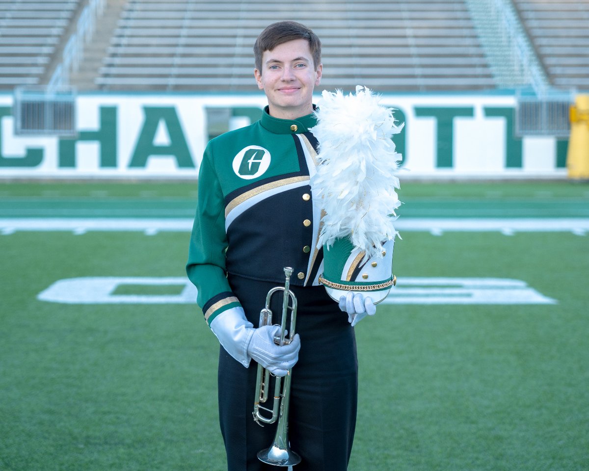 PNNMB's tweet photo. Next on our list of Graduating Seniors we have Michael Slusser! Michael is graduating with a degree in Computer Science after four years as a member of the Trumpet Section. Michael also served as a member of the Field Crew.💚⛏️ #graduatingsenior #pnnmb #unccharlotte https://t.co/dc8AWL5l0L