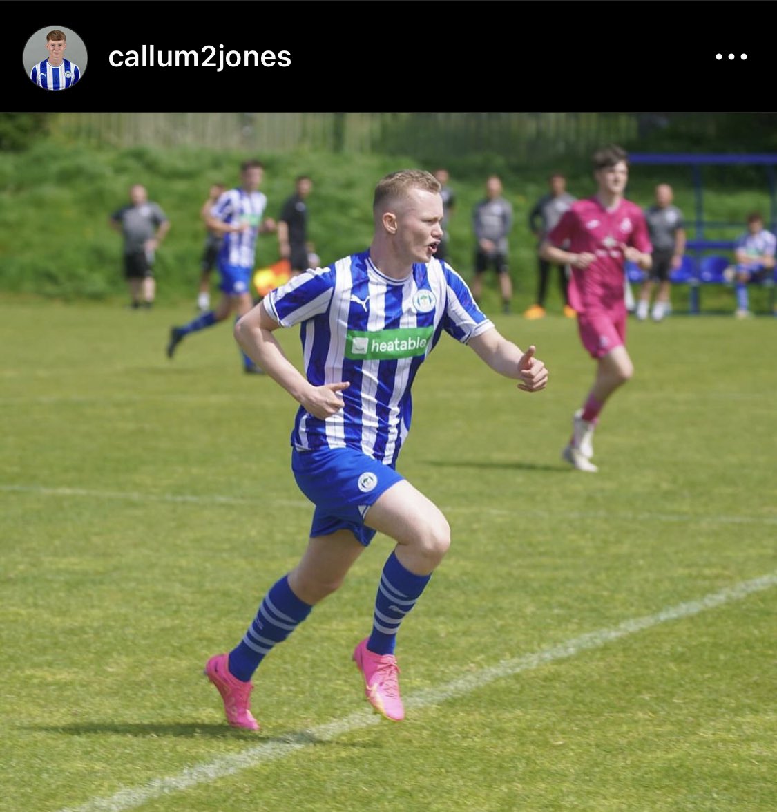Wigan Athletic Under 18s Captain, Callum Jones, on Instagram 📸 “Unbelievable feeling being back on the pitch after a tough year 🤞🏼 thank you to everyone for their support throughout this season 💙” Jones recently recovered from Non-Hodgkin Lymphoma. Incredible story 🤍 #wafc