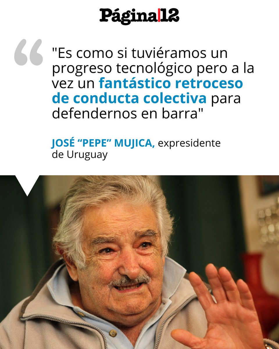 PEPE MUJICA REFLEXIONÓ SOBRE EL INDIVIDUALISMO [bit.ly/4bgvsCK] 👉 José 'Pepe' Mujica aseguró que 'no hay solución individual porque la salvación siempre es colectiva, hombro con hombro'.