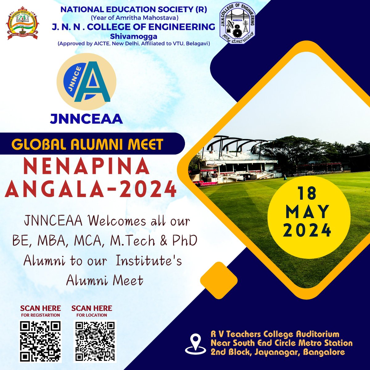 JnnceS's tweet photo. JNNCE Global Alumni Meet @ Bangalore on 18.05.2024 https://t.co/qw7bywq26e