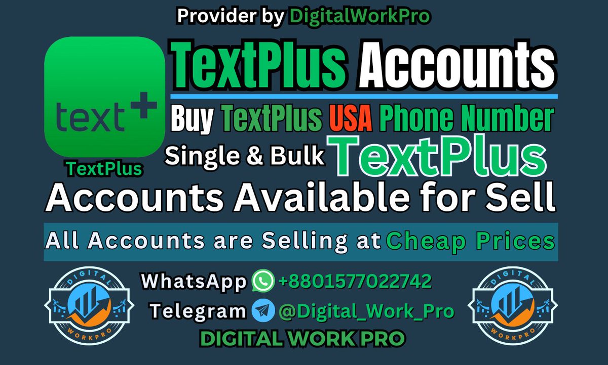 DigitalWorkPro's tweet photo. TextPlus | TextPlus
Do you want a permanent US phone number? Bulk Messaging any OTP
I will sell bulk TextPlus, Google Voice, Talkatone GV and other Accounts need to contact Telegram https://t.co/Y6ISmZpQpg
#textplus #talkatone #googlevoice #gv #usanumber #USphonenumber https://t.co/NwCGBS7WQV