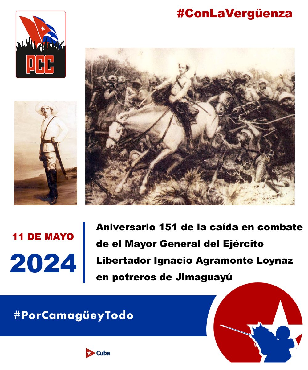 En el Aniversario 151 de la caída en combate de El Mayor General Ignacio Agramonte Loynaz seguimos enfrentando retos y dificultades, prestos a defender la patria, siempre con la guía de su ejemplo, vergüenza y convicciones. #PorCamagueyTodo #CubaViveEnSuHistoria #ConLaVerguenza