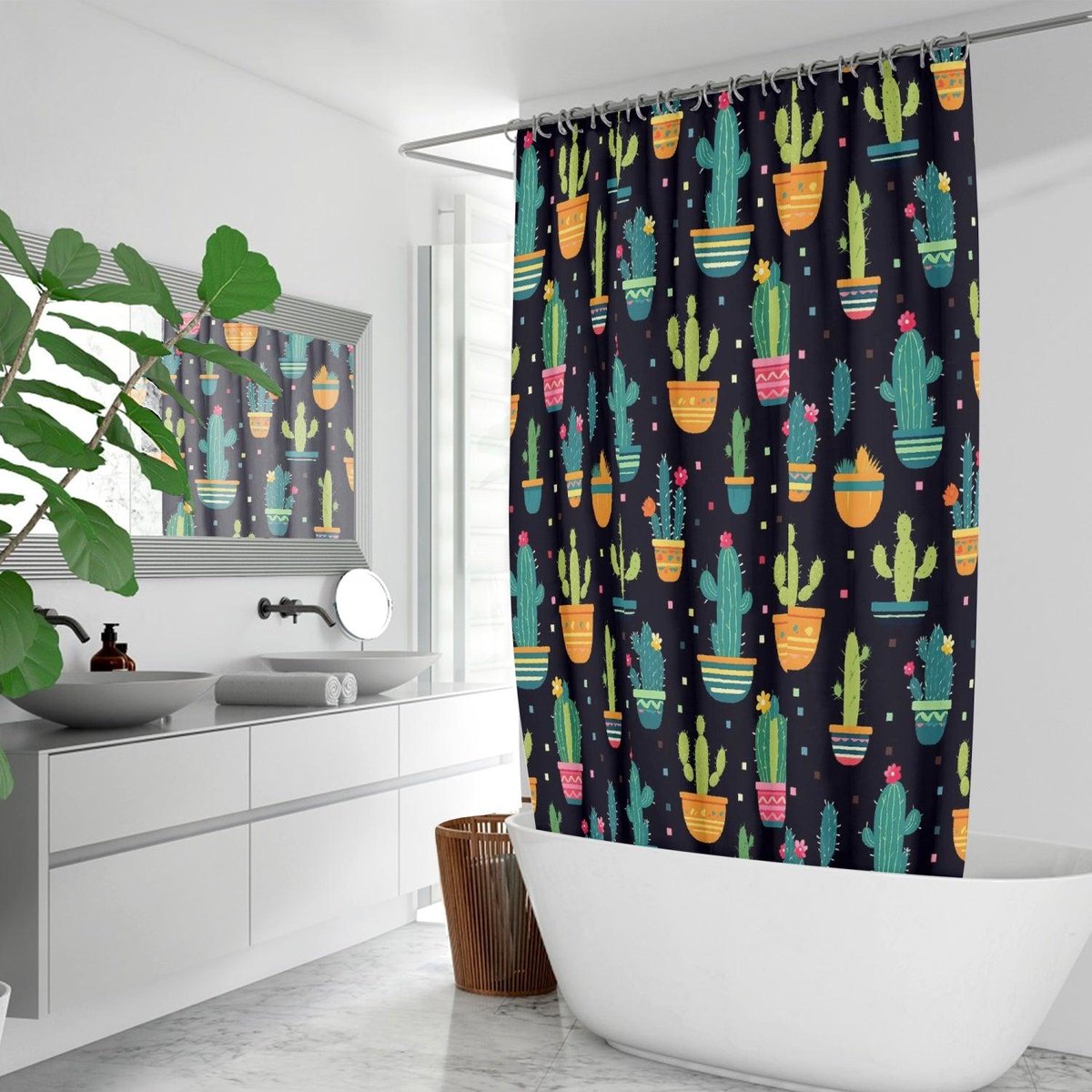 Shower yourself with style Cactus Succulent Shower Curtain 🌸🚿 Click the bio link to shop our exclusive designs!#BathroomDecor #BathroomMakeover #ShowerCurtains #BathTime #BathroomStyle #BathroomDetails #LuxuryBathroom #BathroomInspo #ShowerDecor #WaterproofDecor