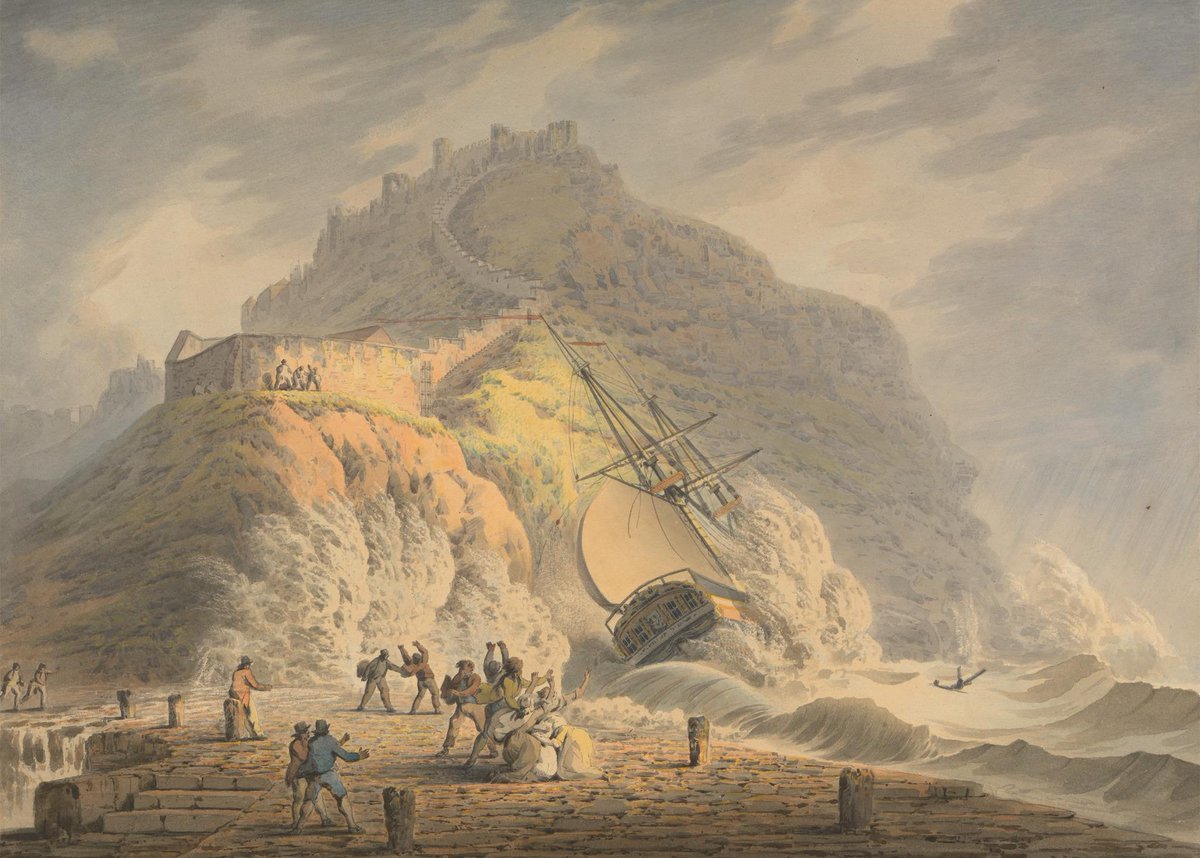 Francis Nicholson Scarborough: Shipwreck at the Foot of the Castle Cliff c. 1808 Watercolour and graphite