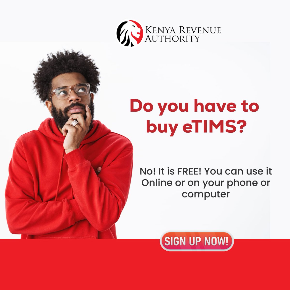 Do you have to buy eTIMS? No! It is FREE! You can use it online or on your phone or computer SIGN UP NOW! #KRAeTIMS ^NK