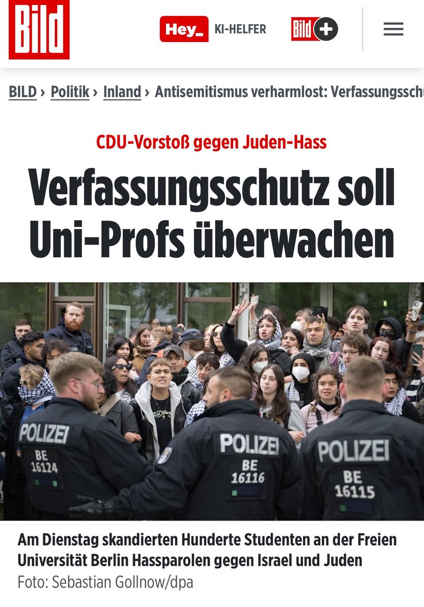 Die Professoren lehren an den Universitäten den größten Blödsinn wie Gender Studies, antideutsche Geschichte oder andere problematische Dinge.

CDU die letzten Jahrzehnte: 😴

Profs äußern sich Israel-kritisch, CDU: 😡