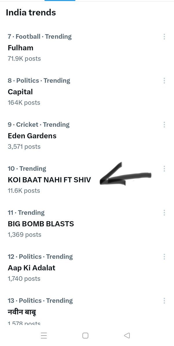 It's now trending in the list at No. 10 KOI BAAT NAHI FT SHIV