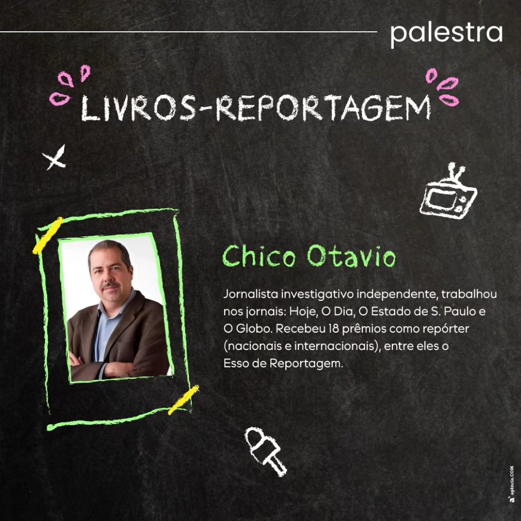 Na próxima segunda, dia 13, os jornalistas Sérgio Ramalho <a href="/sergioramalho01/">SergioRamalho</a> , Vera Araújo <a href="/varaujo1/">Vera Araújo</a> e Chico Otavio <a href="/Chicotavio/">Chico Otavio</a> discutem a produção de livros a partir de reportagens investigativas de longa duração. A mediação será feita pelo prof. Mauro Silveira. Participe!