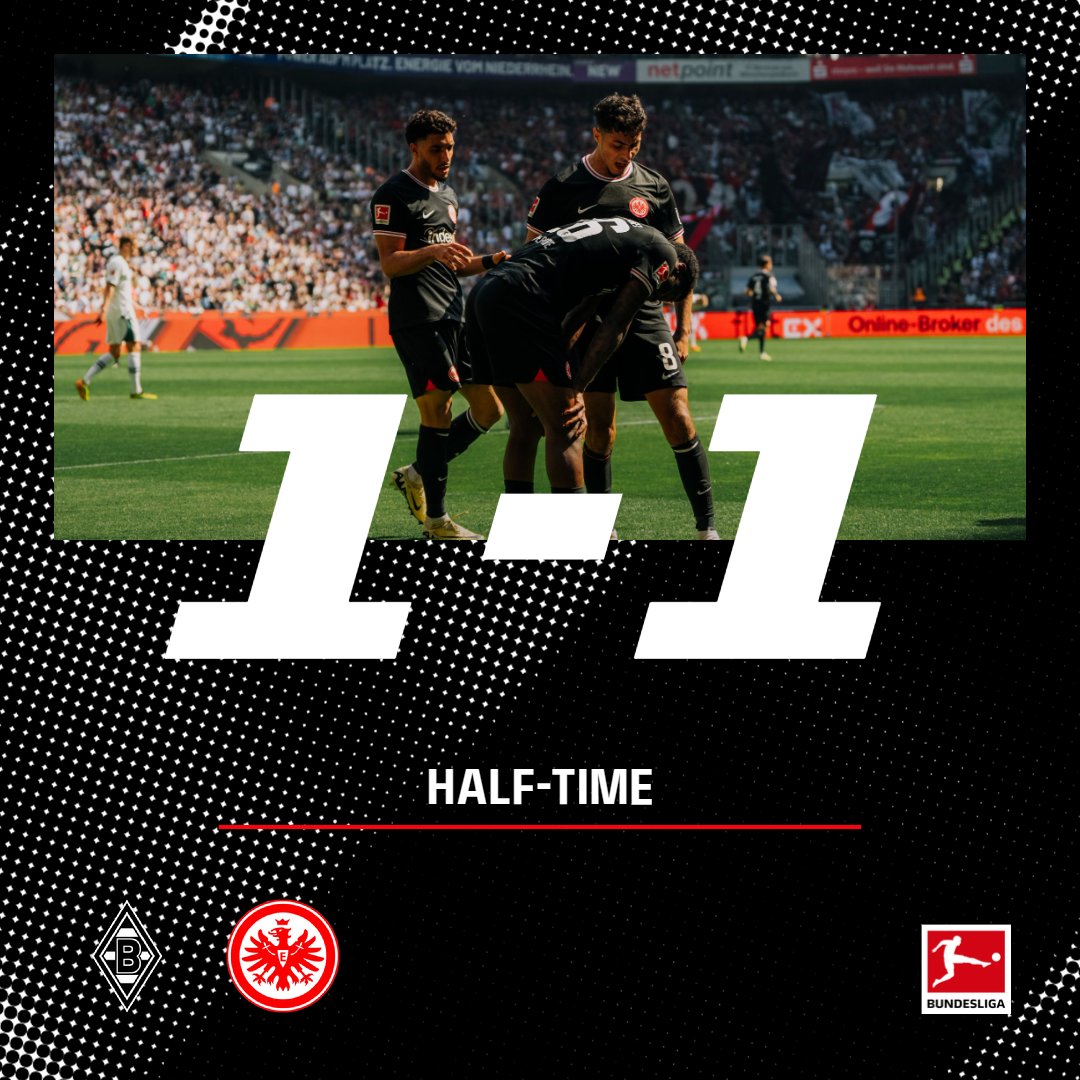 A goal apiece after the first 45. ⏸ 45' | #BMGSGE 1-1 | #SGE