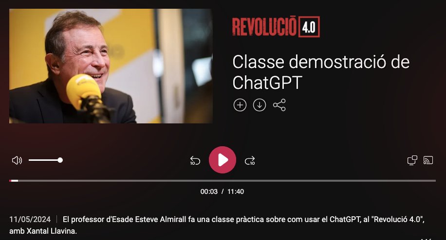 Vols treure-li més suc al ChatGPT ? 👉 No et perdis aquest capítol !!! de #RevolucióCatRàdio @CatalunyaRadio amb @Xantallavina 👇👇👇 ccma.cat/3cat/classe-de…