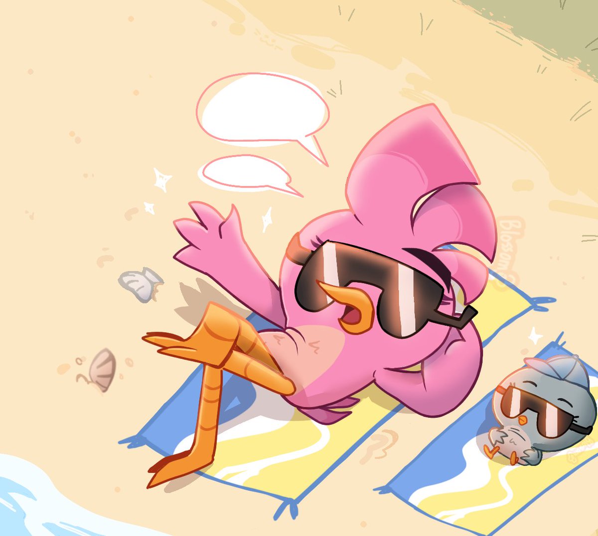 Stella and Darcy just chilling by the beach! 
#Angrybirds #fanart #angrybirdssummermadness