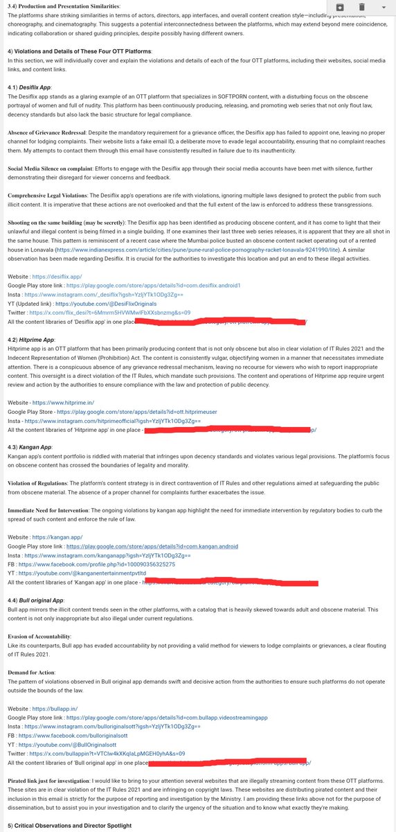 CyberIAwareness's tweet photo. }𝐎𝐧 𝐌𝐲 𝟑, 𝟐𝟎𝟐𝟒, CyberIAwareness has sent '𝘗ۧ𝘢𝘳𝘵 1' of Email series, which contains detailed violations of four OTT platforms,
𝐎𝐓𝐓𝐬: #Desiflix app (@flix_desi), #Hitprime app, #Kangan app and #Bull app.
}Please read the complaint email letter for details.👇
2/n https://t.co/VqcqN7sZOb