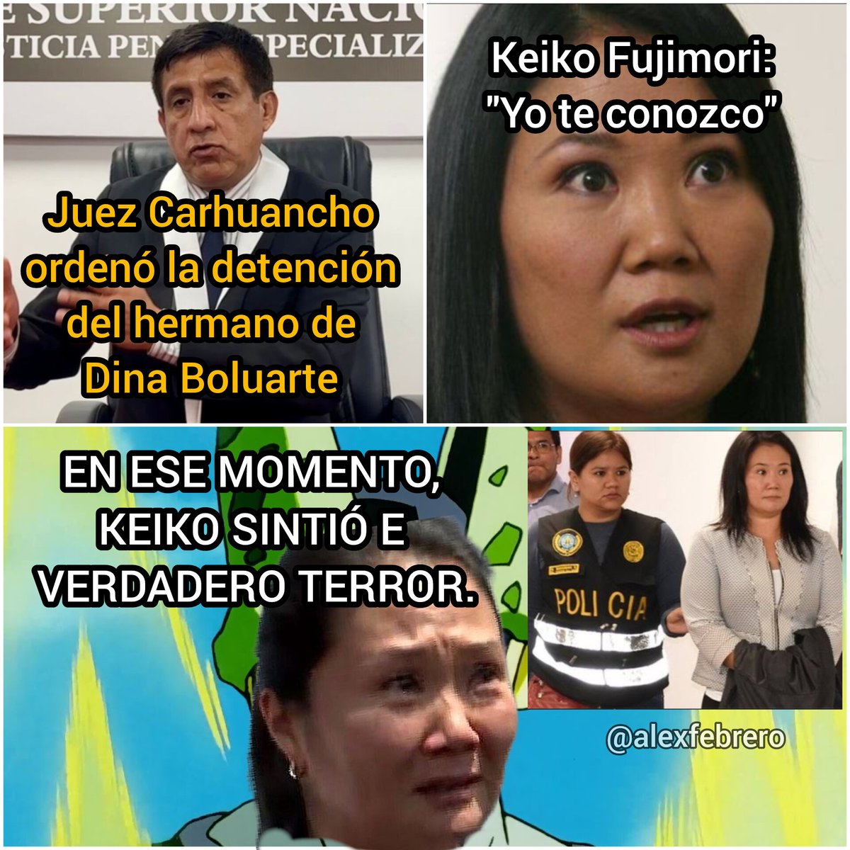 Keiko Fujimori teniendo recuerdos de Vietnam al ver a Richard Carhuancho nuevamente en las noticias luego de mandar a detener al hermano de Dina Boluarte, Nicanor Boluarte 💀.
#DinaAsesina