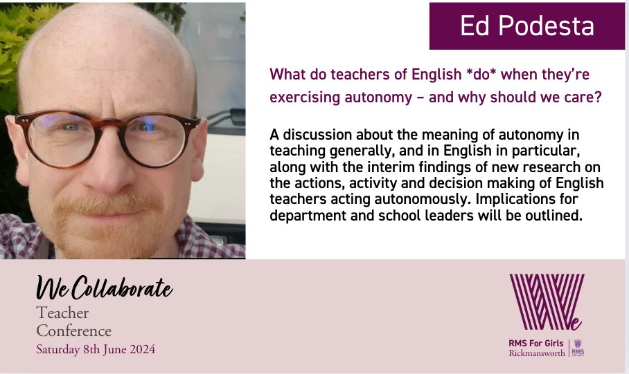 When considering which workshops to choose at #WeCollaborate24, this will be one of particular interest to those interested in research and those in @ITTteamenglish. Do you have your ticket yet? Programme, tickets and workshop details are here: rmsforgirls.com/wecollaborate/