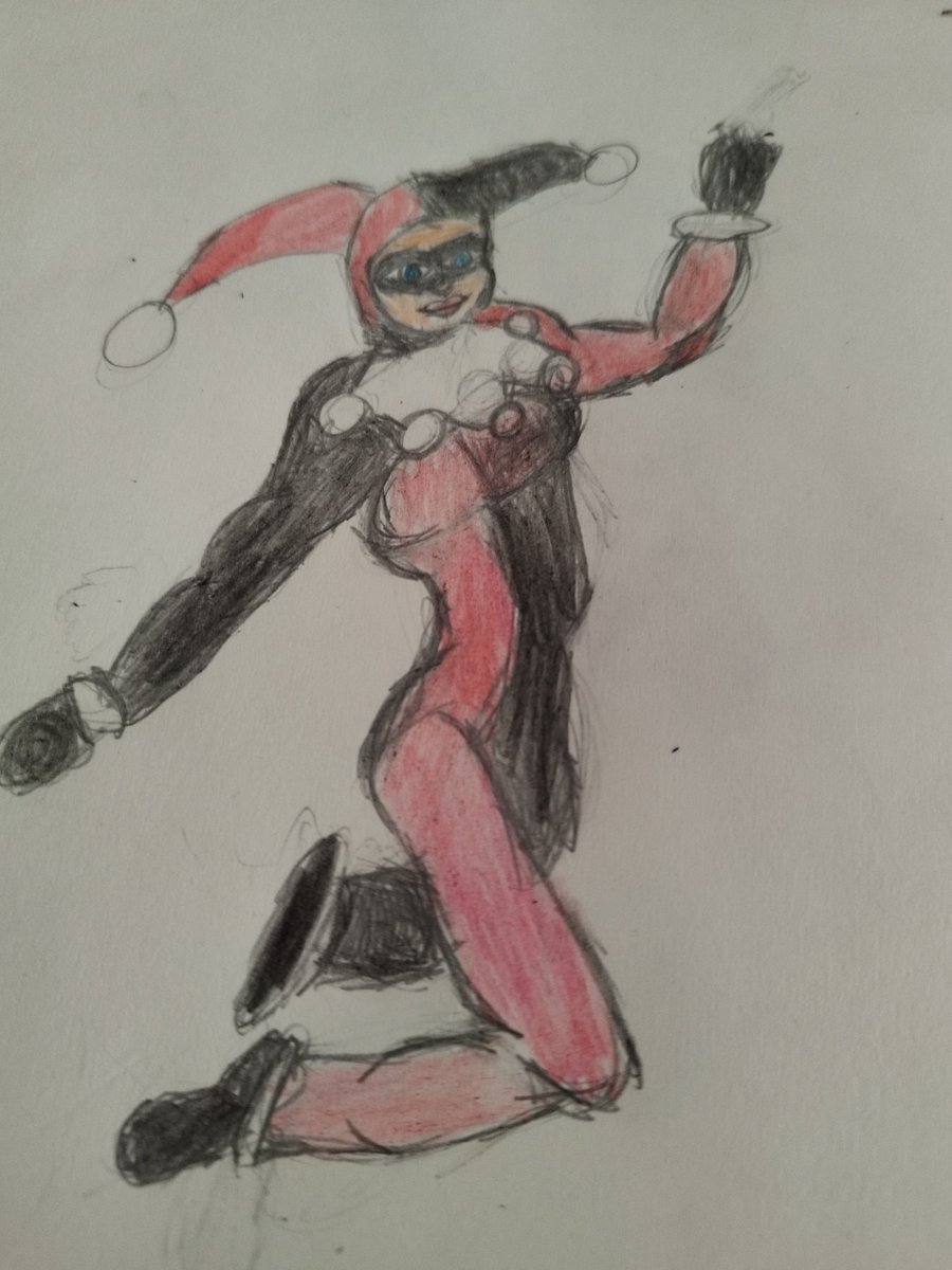 GothElke's tweet photo. Decided to try and draw Harley again I think I'm improving https://t.co/SYm9P6nGUS