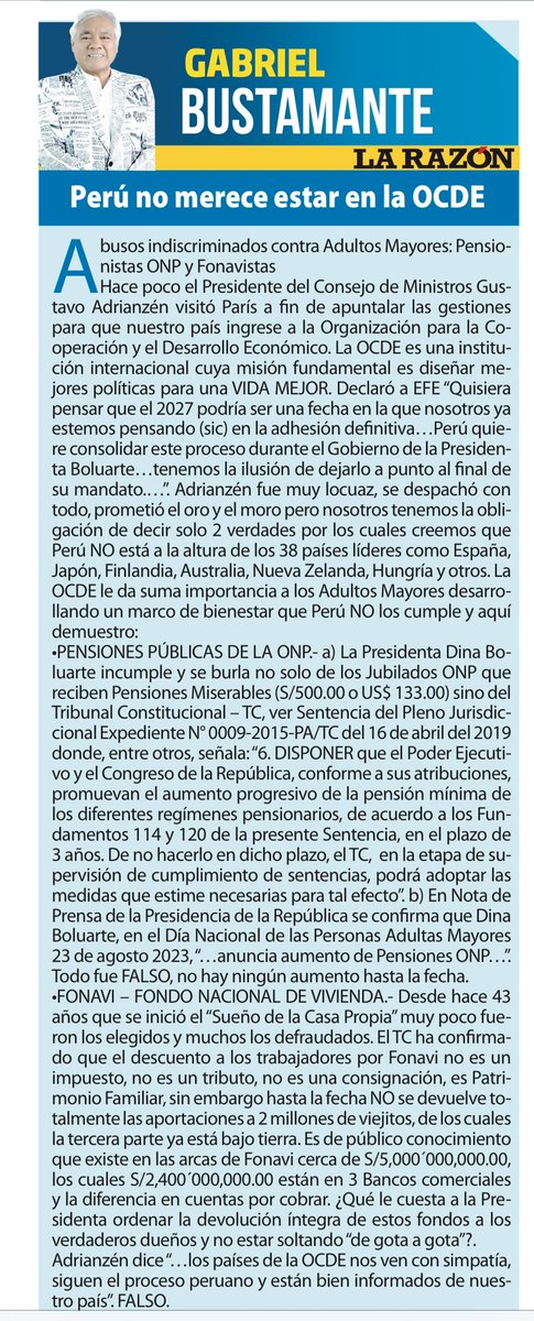 #OCDE Perú no merece estar en @ocdeenespanol Abusos indiscriminados contra Adultos Mayores: Pensionistas @onp_oficial y Fonavistas.