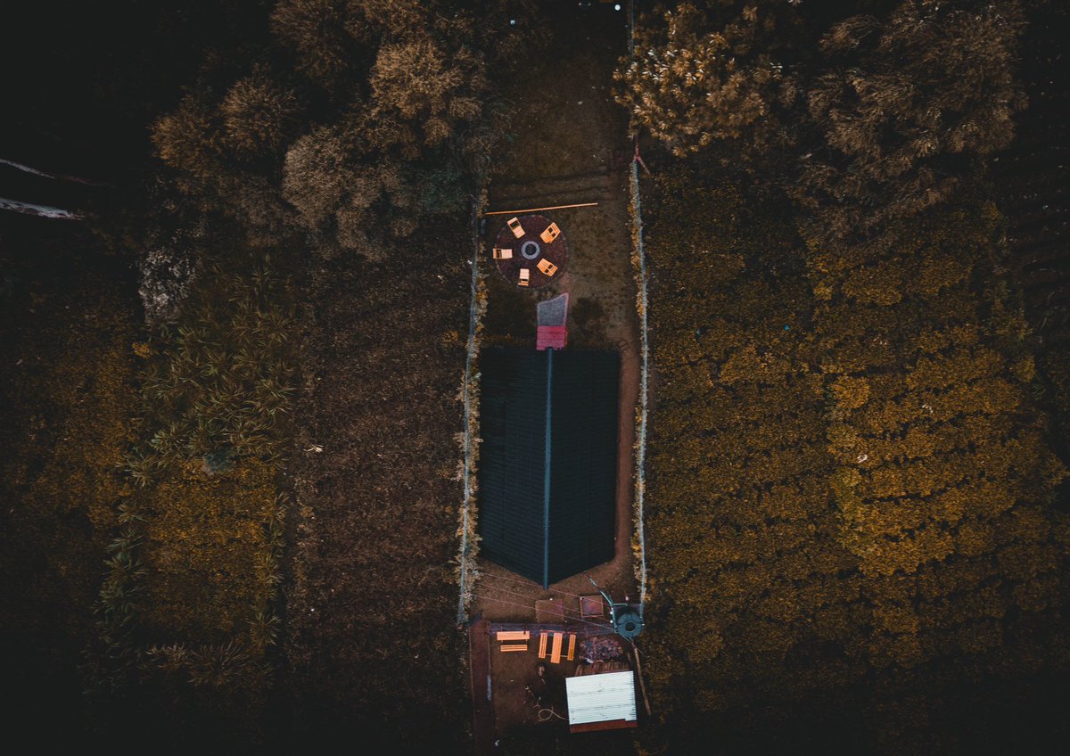 Aerial shot of Aquawood Cabins, Kirinyaga