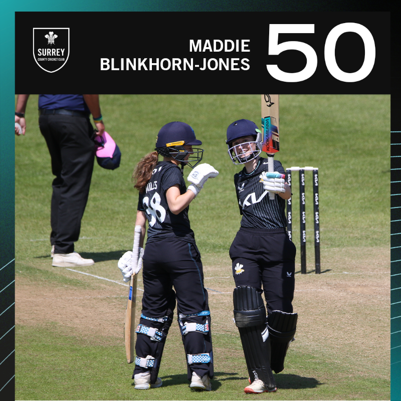 A terrific fifty off just 41 balls from Maddie 👊

She has shown superb intent this afternoon, striking 11 boundaries in her innings so far!

Surrey are 88/1 after 15 overs.

MATCH CENTRE: kiaoval.com/match-centre/

🤎 | #SurreyCricket