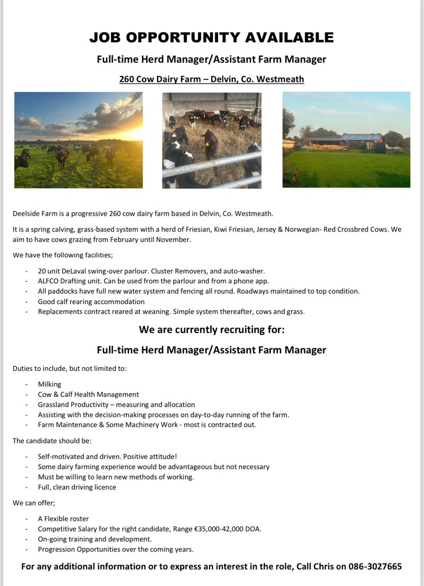Currently on the recruitment Drive!
If you or someone you know would be interested please get in touch!
Any and all retweets appreciated!
#jobfairy #teamdairy #newjob