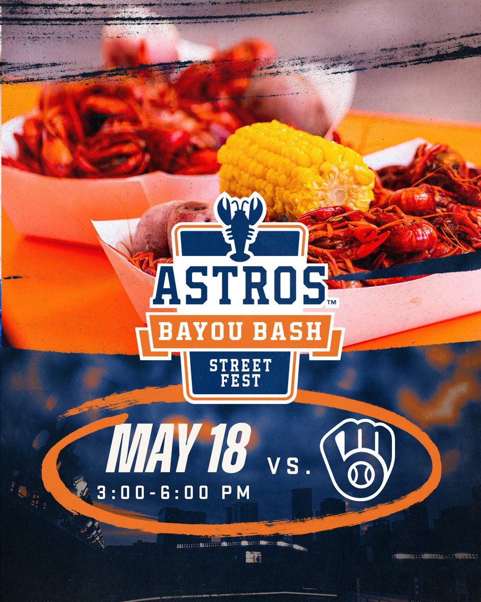 Bayou Bash is back! Join us for the annual Astros Street Fest. Fans can enjoy live music, Cajun style cuisine, fun activities and more! More details here: astros.com/bayoubash