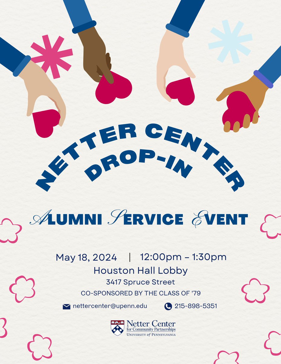 Join the Netter Center and fellow alum in making care packages, including designing handmade cards, for West Philadelphia families served by the Baring House, and Youth Service, Inc., as well as area shelters for the unhoused. 
May 18, 2024, 10:00am – 11:30am