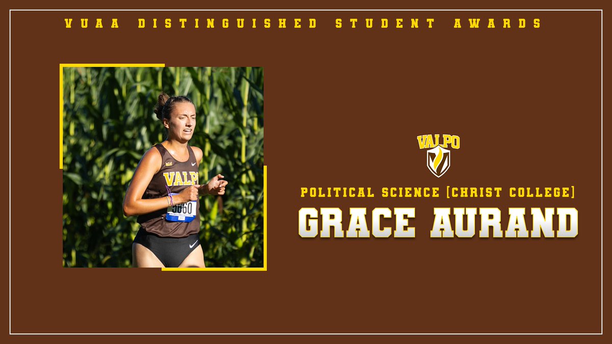 Another student-athlete recognized for their well-rounded excellence as part of this weekend's @ValpoAlumni Distinguished Student Awards! Congrats to Grace Aurand of @ValpoXCTF! #GoValpo