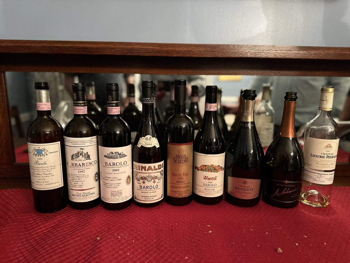 A fantastic night of #barolo /Nebbiolo. A range of styles and age that showed grape’s beautiful weightlessness but intense flavor profile. Mix of traditional and Barolo boys wines. One lesson, age at least 20 years. The 06s while gorgeous and full of potential were too young.