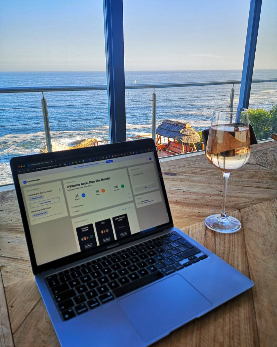 kylepdotco's tweet image. I’m enjoying 2 views:

1.) The ocean 
2.) Client portal feature just launched in @ClientManager_ 

I’m grateful for both 🙏

The portal took months to develop and it’s looking awesome.

We’ll make improvements as we go, along with adding a more spicy features.

If you’re one of…
