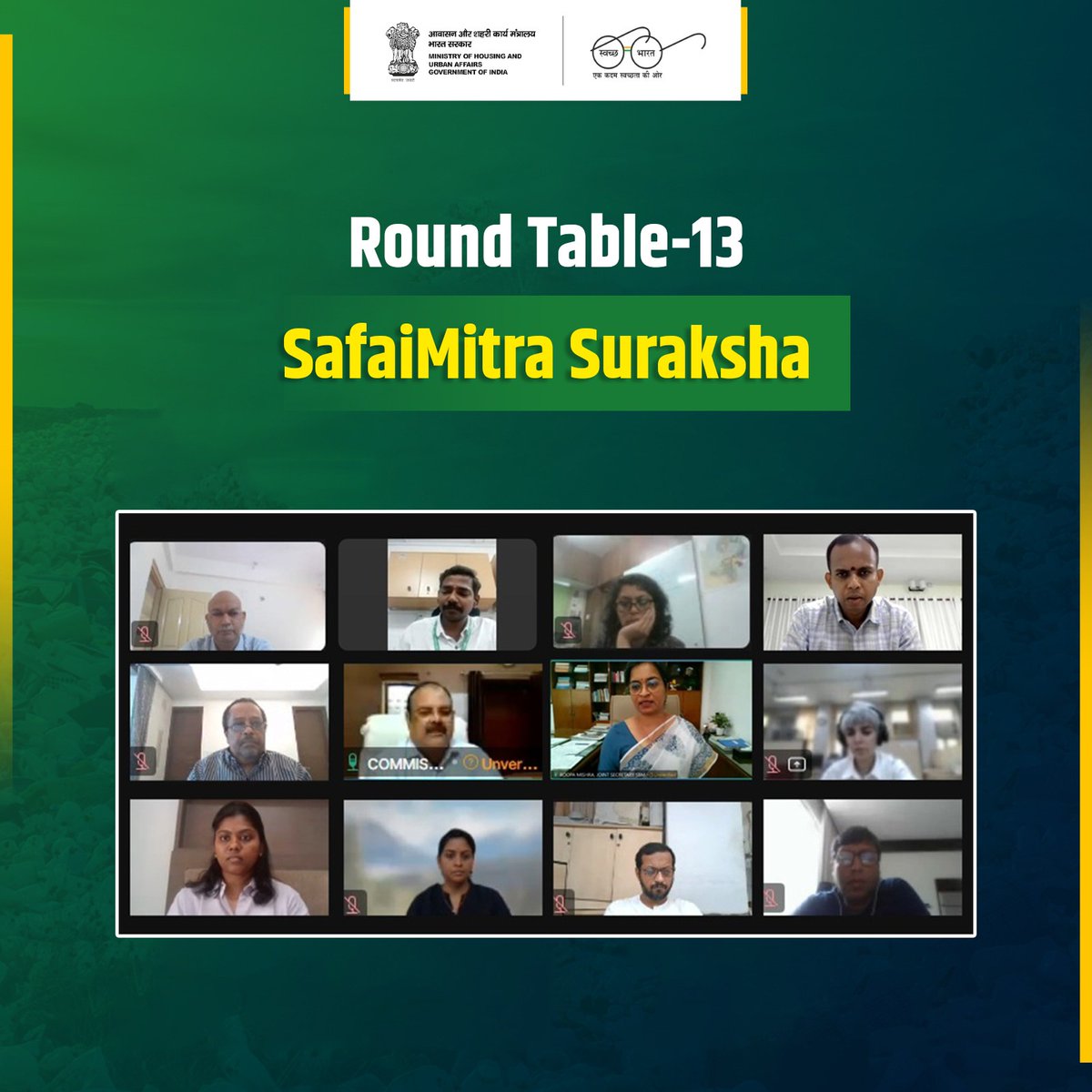 On Day 4 of Round Tables, the discussions focus on critical aspects of safe sanitation, access to quality toilets, Used Water Management, Bio-solid management & SafaiMitra Suraksha for a cleaner, safer, and healthier nation. 
#GarbageFreeIndia #WasteToWealth
