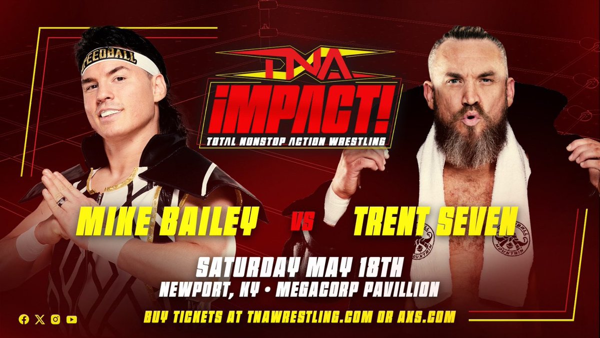 Big match ups happening at next week’s #TNAiMPACT taping! Ticket link ⬇️