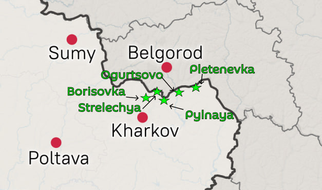 BREAKING: 🇺🇦🇷🇺Russia's Sever Battlegroup liberated five settlements - Borisovka, Ogurtsovo, Pletenevka, Pylnaya and Strelechya - in the Kharkov region