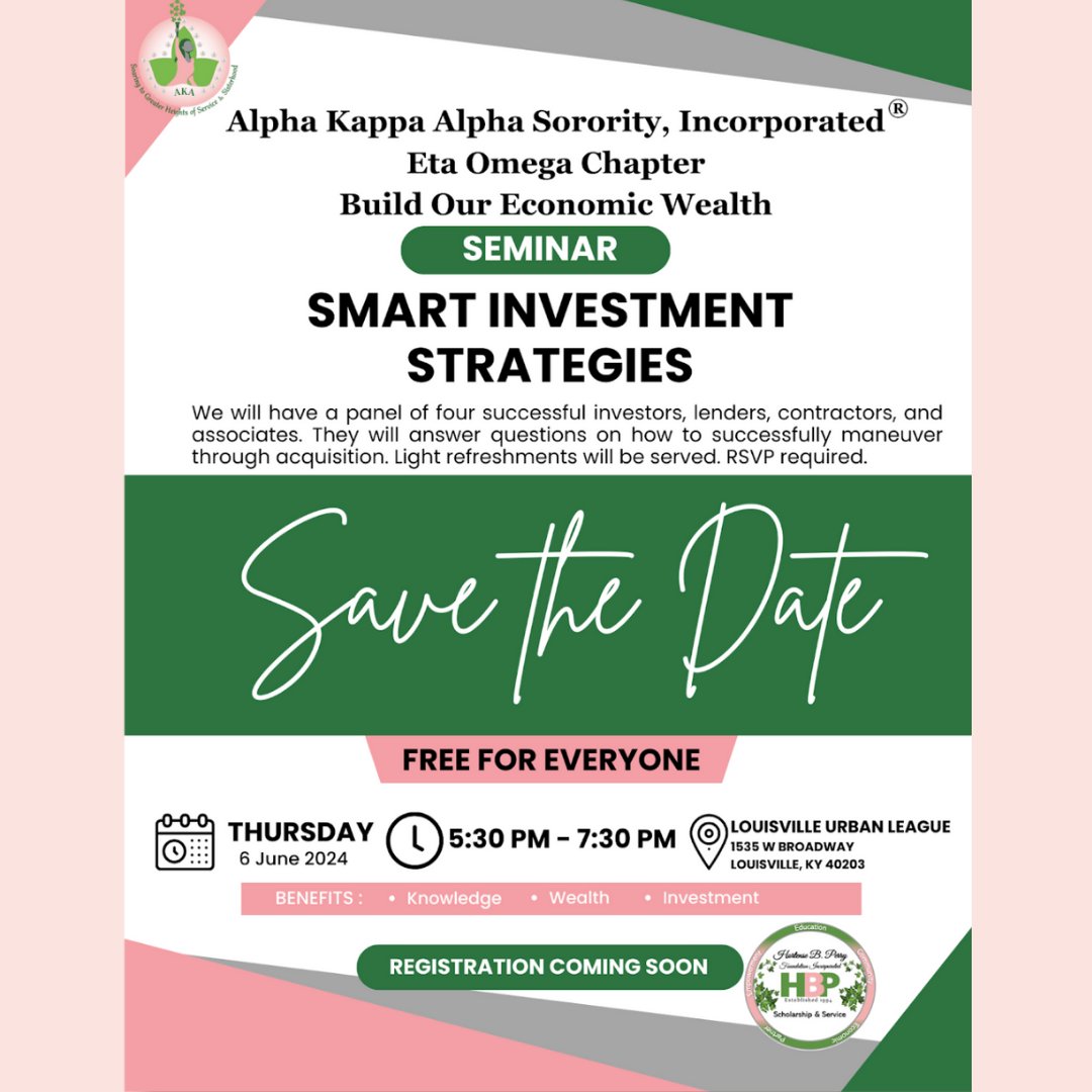 Come and be a part of the excitement at our upcoming events!
#SoaringAboveAndBeyondInService102Years
#BuildOurEconomicWealth
#HBPFoundation
#LittleMissAKA
#ExceptionalElegantElevatingETAOMEGACHAPTER