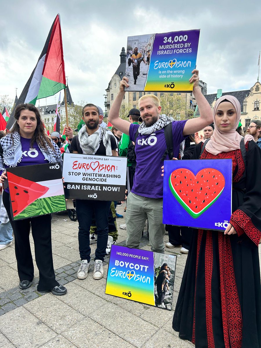 .@Eurovision has refused to ban Israel, even though it banned Russia the day after it invaded Ukraine! No more double standards. 🍉 Join us TODAY in boycotting Eurovision and watching FalastinVision instead! Watch the livestream here 👉 falastinvision.com