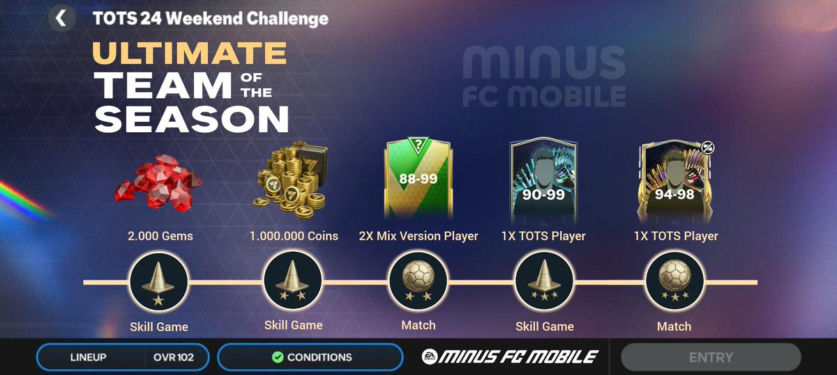 The Game is becoming boring and repetitive, and I believe that many Events do not have adequate Rewards in line with the progress of the Season. This is my idea for the Weekend Challenge. Let me know in the comments what you think #FCMobile #TOTS