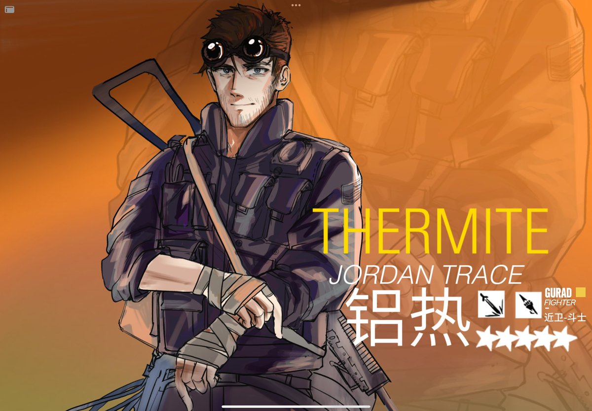 thermite，but arknights
guard fighter，use the fist（with the fire）to attack the enemy
#Arknights #R6S