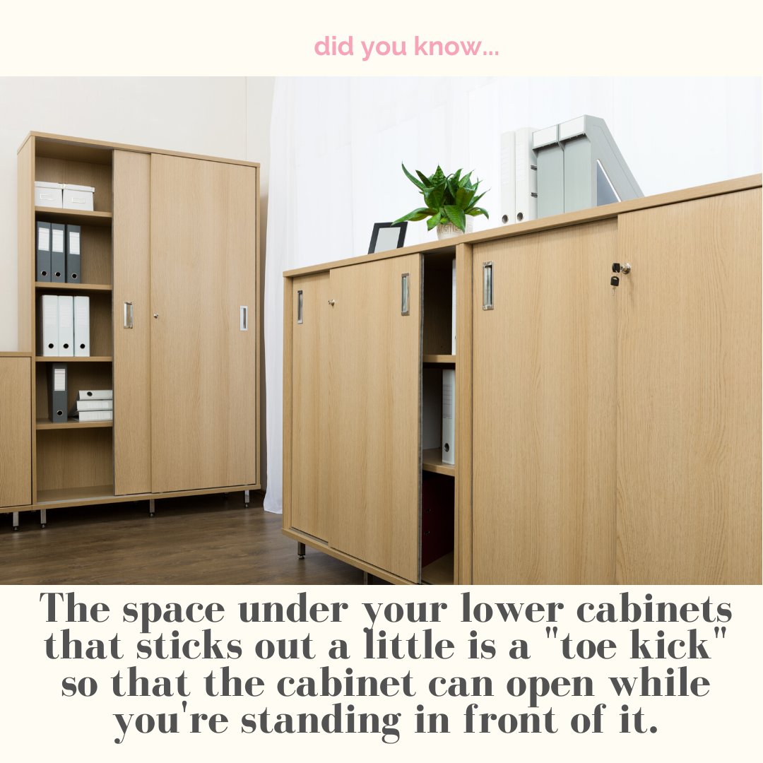 Interesting fact:

The space under your lower cabinets sticks out slightly, not just for looks - it's a two-inch 'toe-kick' so that a cabinet can open while you're standing in front of it. 😉

#interestingfact #kitchen #kitchenremodel #kitchenhome #kitchenrefurbish
