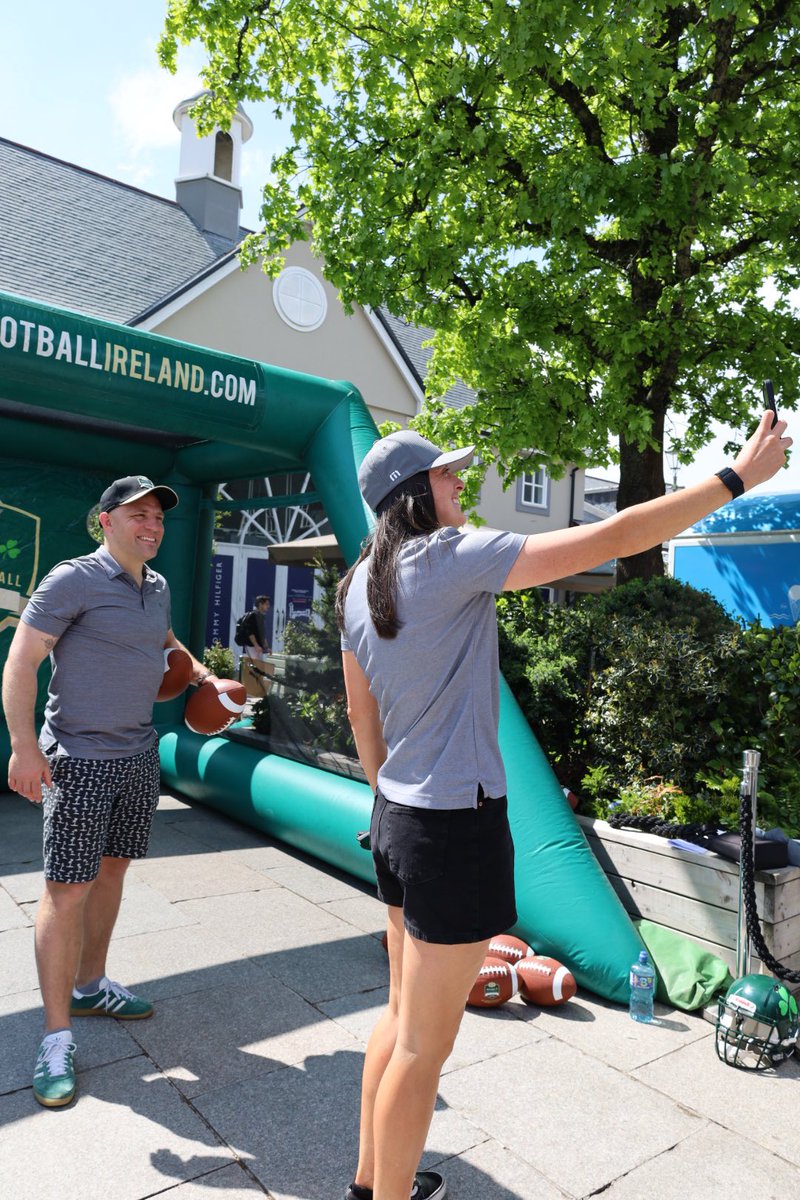 Make sure you check out our American Football Challenge at @KildareVillage this weekend! 🏈☀️ Our 2024 game ambassadors @Ian_madigan and @HannahTyrrell21 are enjoying all the action. 😎 #MuchMoreThanAGame | #TouchdownIreland