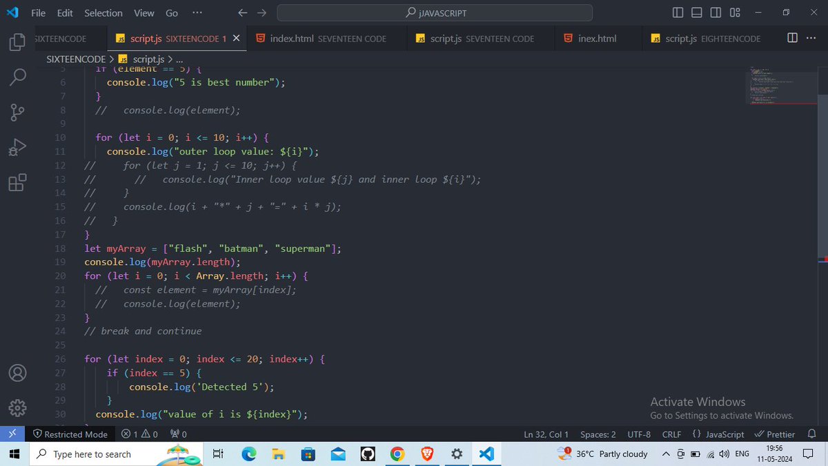 Day 19 of #100dayofcode
Learned loop in #javascript