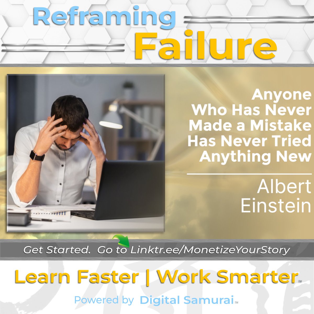 Entrepreneurship views mistakes as essential learning opportunities, fostering a culture of risk-taking and adaptation,

#MonetizeYourStory #MartinRRicketts #MichelleRicketts
#AlbertEinstein #EntrepreneurMindset