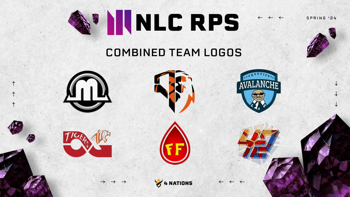 🖼️ RPS Combined Team Logos🖼️

The admin needs to submit their GCSE art project so decided to combined the logos of each National League's teams👨‍🎨

Introducing...

🇳🇴 Bit Lazy In Gaming: @LazyInLifeLOL x @bfgnorway 
🇬🇧 Paralions: @LionscreedGG x @PARAGONPRG 
🇫🇮 Huutis Avalanche: