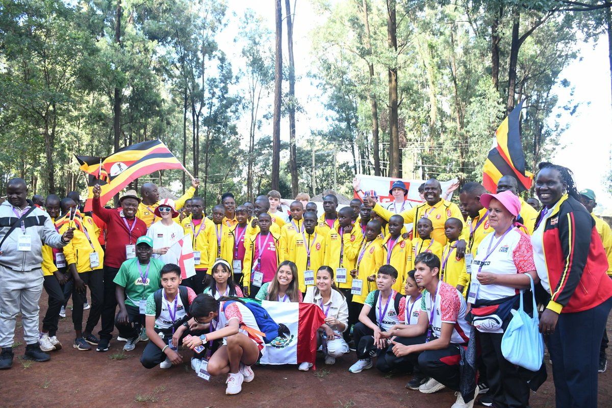 Team Uganda at the opening ceremony of the ISF World School Cross Country Championship 2024 at the Bomas of Kenya.