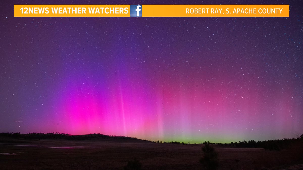 WOW, WHAT A VIEW!Check out some of our @12News Weather Watchers' views of the northern lights on Fri eve!There are several captures from N AZ.The northern lights could even be faintly seen across S AZ. It's possible we see another show Sat night into Sun am! #azwx #northernlights
