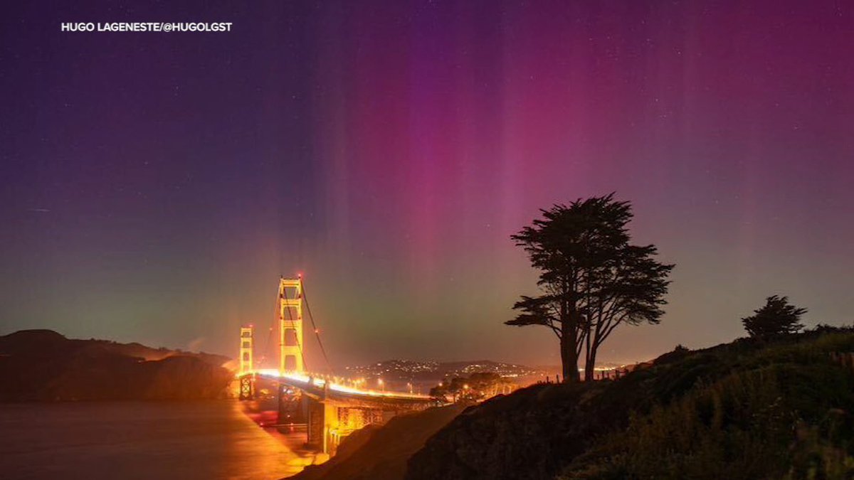 Northern Lights over the Golden Gate Bridge captured by Hugo Lageneste. Would’ve never thought living in the Bay Area we would ever see the aurora borealis but last night was incredible