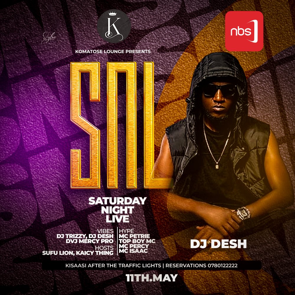 Are you ready for tonight’s Saturday Night Live on @nbstelevision coming to you live from @komatose_lounge Kisasi We have @JeffDJtheguy from Mbarara