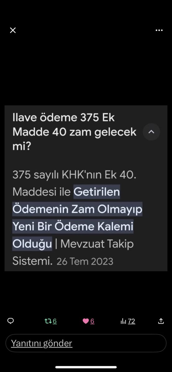 Cumhuriyet tarihinde ilk defa 2023 temmuz ayında 
kanunî hakları olan zam memurlara verilip memur emeklisine verilmedi

Kanunu,yönetmeliği 657 DMK  aynı olan memurlar ile #EmekliMemur  khk375/40 maddesi ayrıştırılarak maaslari yariya dusuruldu.
Sözün tutulmasini bekliyoruz 12aydr