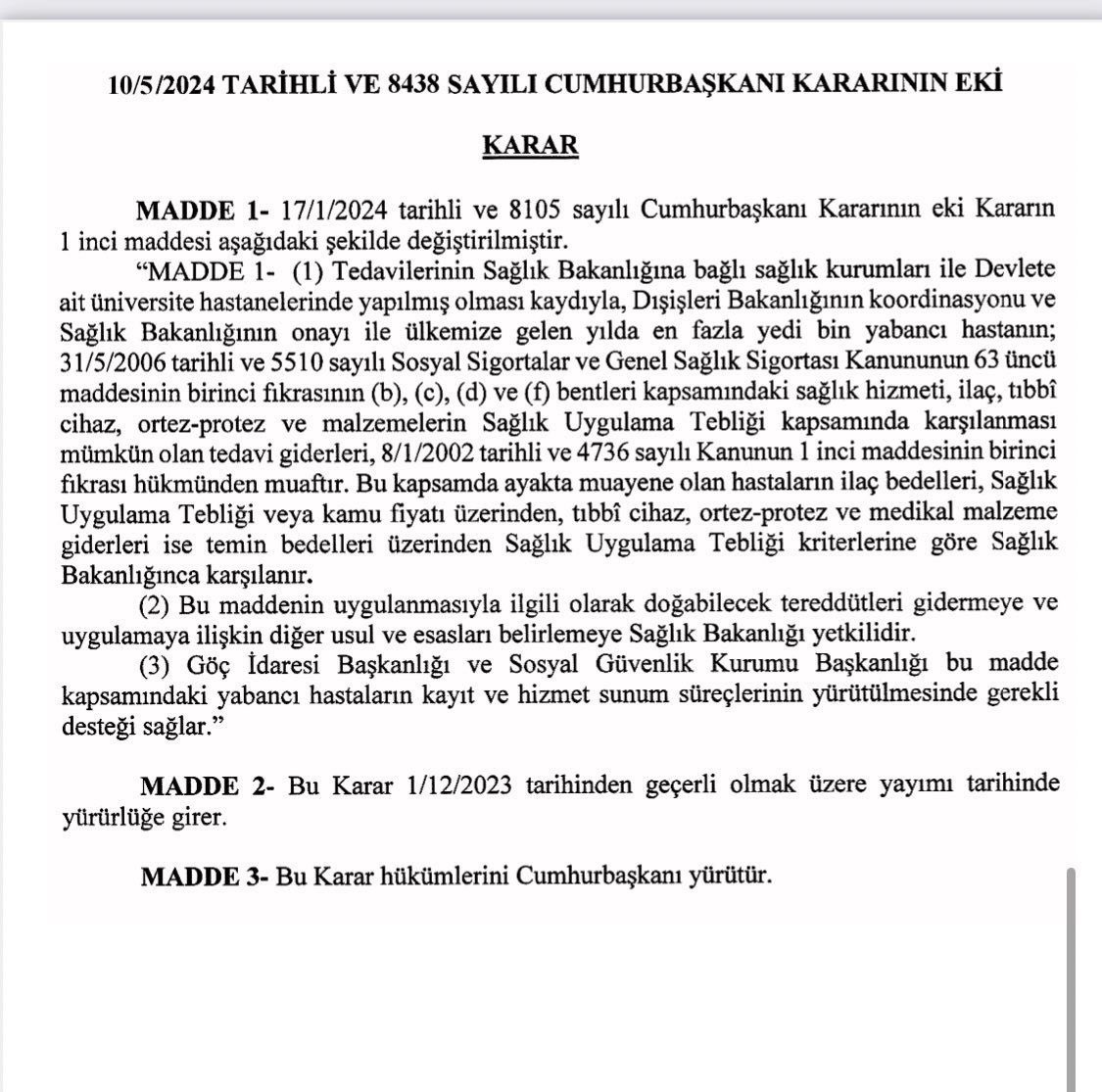 🔴Türkiye’de işsiz bir vatandaşımız, sağlık hizmetinden faydalanmak için Genel Sağlık Sigortası ödemek zorunda!!! Üstelik emekli ve çalışan vatandaşlarımız sağlık hizmetleri almak için muayene+ilaç farkları da ödüyorlar. 📌Gece yayımlanan Resmi Gazete’de ülkemizde bulunan…